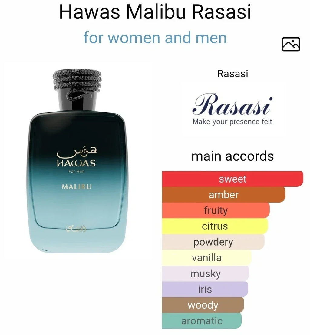 Rasasi Hawas Malibu for Men 3.38 oz 100ml EDP Spray