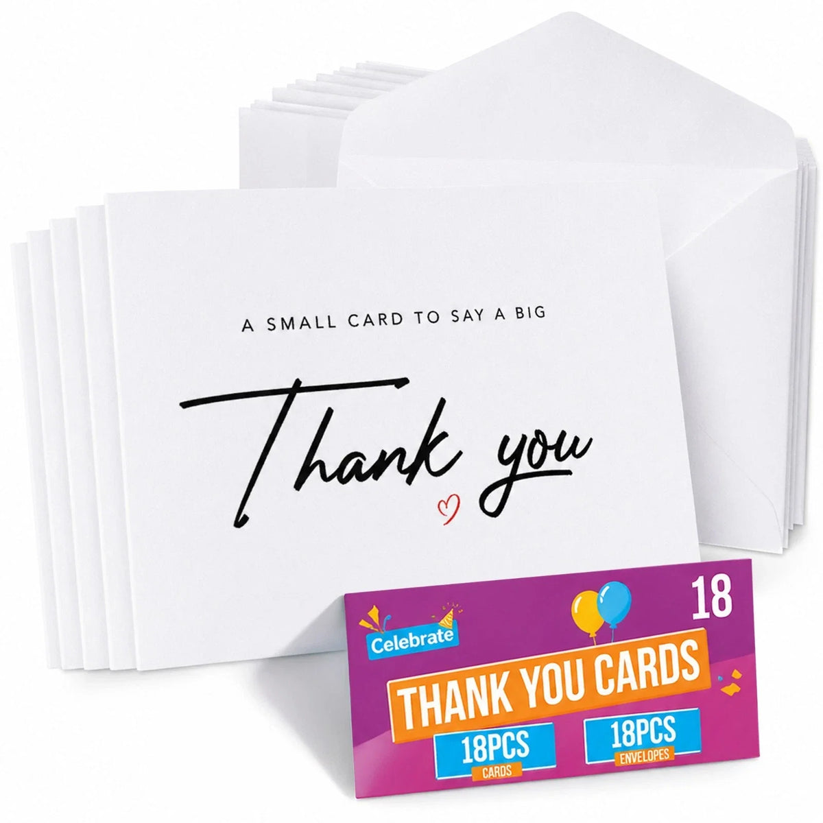 18-36 Pack Thank You Cards with Envelopes | A6 Thankyou Notes Birthday Wedding