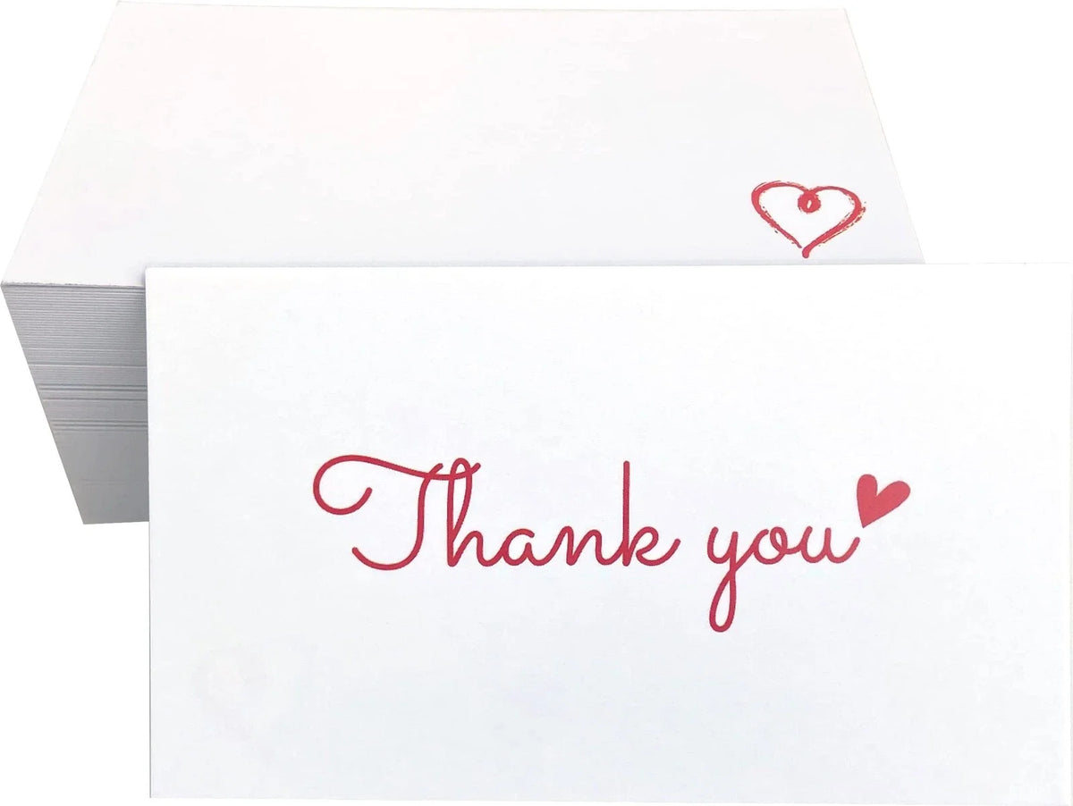 100 Little Thank You Cards Gold Heart Design Bulk Thank you Notes for All